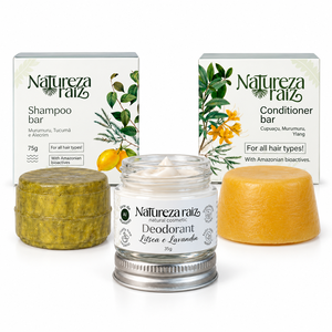 Natural Everyday Hair & Body Trio – Shampoo Bar, Conditioner Bar & <b>Deodorant</b> - Product Image 1