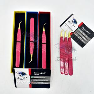 Pinzas de aislamiento de 45 grados de oro rosa oscuro con logotipo personalizado Volumen de agarre de diamante Etiqueta privada Cejas de pestañas de acero inoxidable - Product Image 1