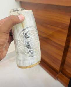 Taza de café y vino de cuerno de búfalo natural pulido de lujo hecho a mano-Idea de regalo de boda - Product Image 4