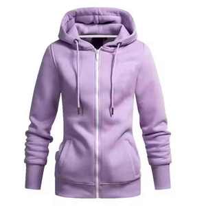 Abordable personnalisé grande taille pleine fermeture éclair et pullover styles avec coupe personnalisée en gros sweats à capuche pour femmes - Product Image 1