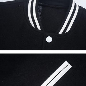 Veste collégiale classique avec col côtelé rayé et poignets Manteau Letterman en laine et cuir de qualité supérieure pour hommes et femmes - Product Image 5