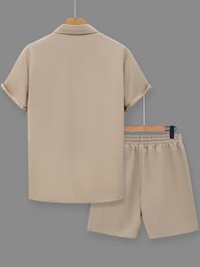 Ensemble d'Été Deux Pièces Léger pour Homme Tenue Décontractée Ensemble de Plage pour Homme en Lin Haut de Gamme Personnalisable - Product Image 2