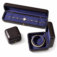 Boîte à bijoux en cuir PU marron arrondie personnalisée OEM avec doublure en velours doux pour bagues et colliers, emballage et présentation de marque pour cadeaux