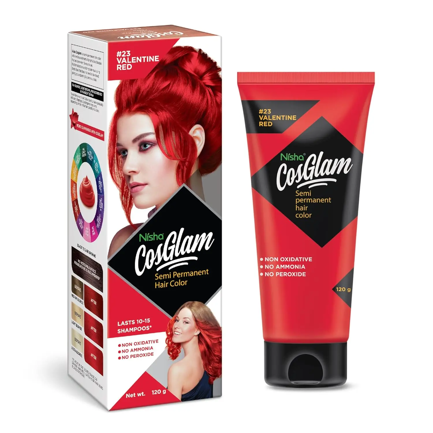 Dernier arrivage Couleur de cheveux semi-permanente rouge Valentine Finition brillante et sans ammoniaque pour une couleur de cheveux utilisable unisexe