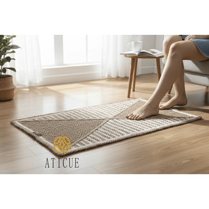 Handwoven Jute Braided Rectangular Carpet Eco-Friendly Geometric Pattern Decorative <b>Rug</b> for Living Room Bedroom Entryway - Product Image 1