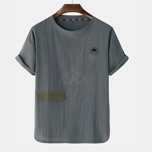 Contraste Trim Última moda Nuevo diseño Camiseta Ropa de calle Logotipo impreso personalizado Impresión Hombres Camisetas - Product Image 1