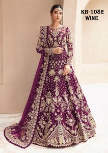 Anarkali Salwar non cousu en soie Georgette et tissu filet papillon lourd, richement orné de diamants multicolores, avec image réelle très demandée - Product Image 3