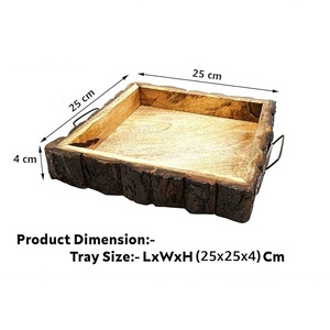Meilleure vente plateau de service en bois avec poignée en métal pièce unique et durable faite à la main, idéale pour les intérieurs de maison et de restaurant - Product Image 2
