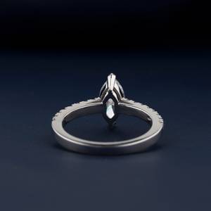 1CT Marquise et Round Cut Lab Grown Diamond Pave Bague de fiançailles Halo Wedding Propose Ring for Her Anniversary Gift for Wife - Product Image 3