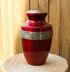 Urna Funeraria Moderna de Aluminio Esmaltado Rojo Antiguo, Forma Personalizada, para Cenizas de Adultos o Mascotas, Recuerdo Religioso Conmemorativo - Product Image 1