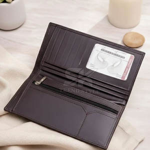 Portefeuille long à rabat unique en cuir fait main entièrement personnalisé, approvisionnement direct d'usine, vente chaude, portefeuilles en cuir pour hommes - Product Image 3