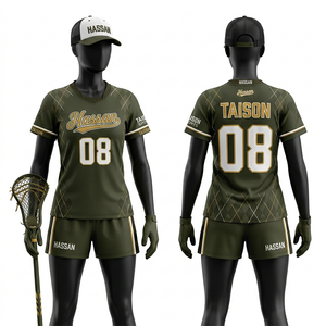 Uniforme de lacrosse para mujer de poliéster transpirable premium, diseño azul marino, naranja y blanco, sublimación, logotipo personalizado, nombre del equipo, número. - Product Image 2