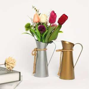 Jarra de Metal Galvanizado Rústica al por Mayor, Florero de Hierro Estilo Granja para Decoración de Bodas y Centros de Mesa, Maceta - Product Image 1