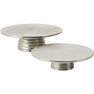 Lot de 2 supports à gâteaux ronds argentés en aluminium avec base pour décoration de fête d'anniversaire de mariage support à gâteau à un niveau - Product Image 1