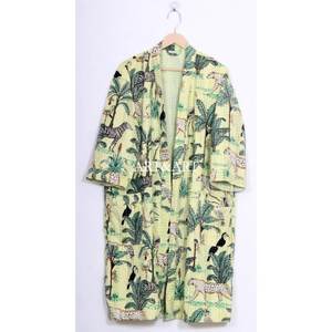 Kimono Kantha de Algodón Hecho a Mano en India para Mujer y Hombre, Elegante y Lujoso, Ropa de Dormir de Verano, Bata de Baño con Estampado Floral, Regalo - Product Image 1