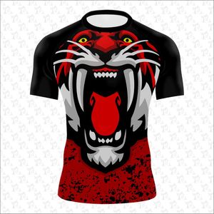 แขนสั้นผู้ชาย BJJ MMA เสื้อการบีบอัดผื่นยามแห้งเร็วการออกแบบที่ดีที่สุดผื่นยามออกกําลังกายฟิตเนสสวมใส่ขายส่ง - Product Image 1