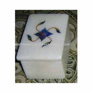 Decorative Polished Marble Inlay Durable Jewelry <b>Box</b> - Product Image 1