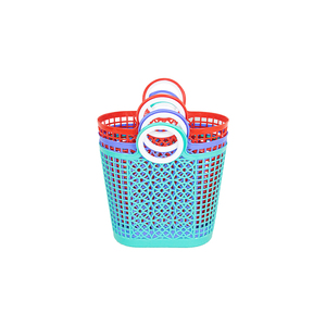 Cesta de Almacenamiento Apilable de Plástico LDPE con Asa, Contenedor Organizador Perforado, Cesta Portátil para Comestibles, Ropa y Lavandería para el Hogar y el Mercado - Product Image 1