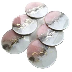 แผ่นรองแก้วทำจากเรซินทำด้วยมือพร้อมดีไซน์แบบหมุนทำจากโลหะแผ่นรองเครื่องดื่มอีพ็อกซี่เหมาะสำหรับบ้านโต๊ะกาแฟห้องครัวและชุดของขวัญ - Product Image 2