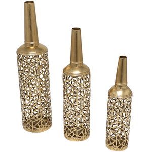 Gold Metal Contemporary <b>Planter</b> Set of 3 Fine Quality with Modern Designed & Top Quality Metal Made for Floor Flower Decoration - Product Image 1