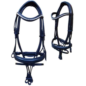 Nida anatomic Dressage bridle หนังผักย้อมสีแบบกลองสีดำแฟชั่นคริสตัลสวมใส่สบายดูแลม้า - Product Image 5