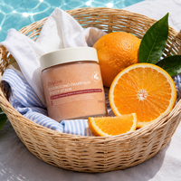 Gommage corporel crémeux bio 250 ml, parfum fruité pamplemousse orange mangue pêche blanche, hydratation intense, exfoliation douce