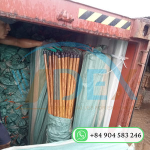 Mango de escoba de madera recubierto de café de PVC de Vietnam precio barato - Product Image 4