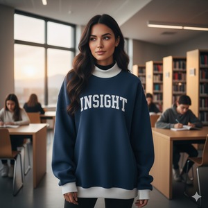 Sweat-shirt oversize en molleton à col rond uni pour femme, style streetwear, col montant, logo sur le devant, manches longues, pull, automne-hiver - Product Image 6