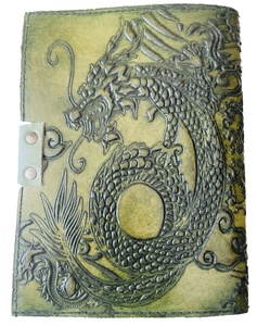 สมุดโน้ตหนังมังกรแบบพับได้สมุดโน้ตโน้ตแบบทำมือลายนูนสำหรับไดอารี่บทกวีสมุดวางแผนจับแพะชนแกะ - Product Image 5