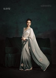 Riche fête et réception spéciale belle dentelle bordure travail couleur vive mode ordinaire fantaisie tissu Sari Collection en gros - Product Image 2