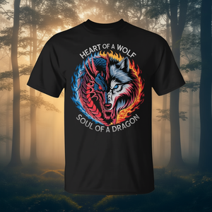 Camiseta para mujer con diseño de corazón de lobo y alma de dragón, ropa promocional - Product Image 3