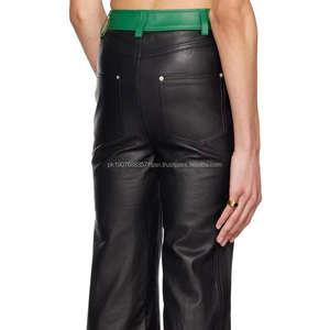 Pantalon en cuir à jambes droites avec blocs de couleur OEM pour hommes - Product Image 6