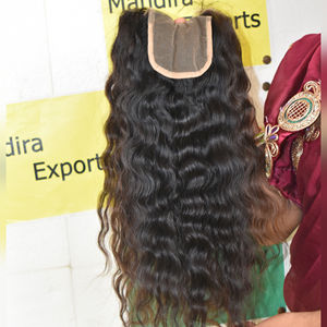 Extensions de cheveux humains indiens Remy ondulés 100 % naturels, bruts et économiques, de 10 à 32 pouces, avec closure 5x5, double trame machine - Product Image 2