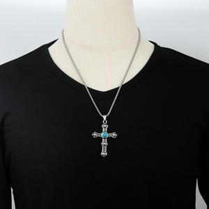 yunnique Unique Punk Retro Trendy Multi-Colored <b>Titanium</b> Steel Eye Cross-Shaped Pendant Stainless Steel Pendant - Product Image 4