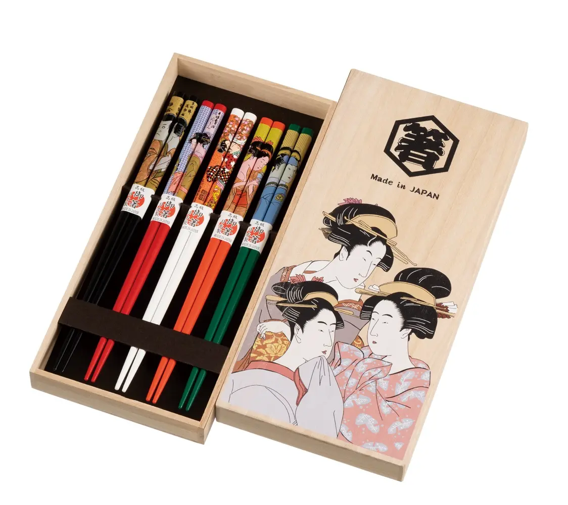 Essstäbchen Geschenkset Japanischer traditioneller Kunstdruck auf einer Box