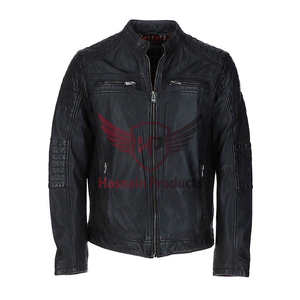 แจ็กเก็ตนักขี่จักรยานหนังสีดำของผู้ชายมีสไตล์และทนทานแจ็กเก็ตมอเตอร์ไซค์สำหรับฤดูหนาวส่งตรง - Product Image 1