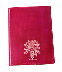 Diario de cuero fucsia de cubierta suave de madera y árbol de plátano simbólico sin ácido - Product Image 1