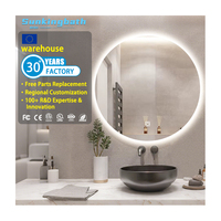 Miroirs de salle de bain ronds en gros, certifiés BSCI, avec éclairage LED rétroéclairé, 60/80 cm, miroir intelligent avec éclairage
