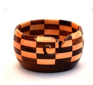 Cuenco de hilo de madera para tejedores, soporte de hilo de ganchillo, diseño de mezcla de madera de haya de palisandro, cuenco de hilo para tejer ganchillo - Product Image 6