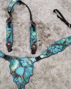 Lujo personalizado Premium Western Horse Headstall Pecho Collar Alta calidad Equitación ecuestre Cuero Diamantes de imitación Caballo hecho a mano - Product Image 4