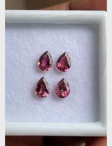 Lote de turmalina rosa natural. Lote de turmalina facetada en forma de pera. - Product Image 3