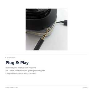 Cable de Audio de Repuesto para Auriculares Logitech Astro A10 A30 A40, Conector de 3.5 mm y 4 Polos con Baño de Oro - Product Image 4