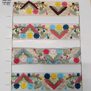 Luxury Multicolor Floral Lace Embroidery Fabric for Clothing <b>Shoes</b> & <b>Bags</b> Decoration Sewing Use - Product Image 1