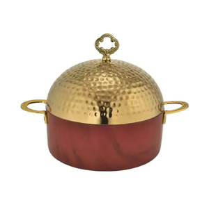 Casserole élégante en métal isolé aux tons dorés avec poignées robustes Pot rond idéal pour les fournitures haut de gamme d'hôtels et de restaurants - Product Image 3