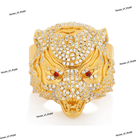 Bague de luxe tête de tigre avec détails étincelants et une touche unique et audacieuse pour homme et mode
