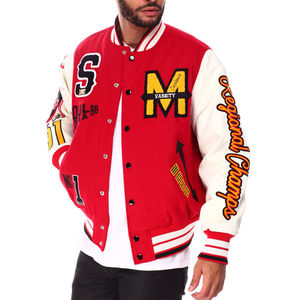 High Quality Wool Chenille Varsity Jacket for Men Custom Striped Baseball Letterman Design with Embroidery Leather Sleeves - Product Image 5