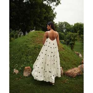 Robe longue sans manches à volants pour femme, en coton imprimé, avec bretelles spaghetti, idéale pour les vacances d'été - Product Image 4