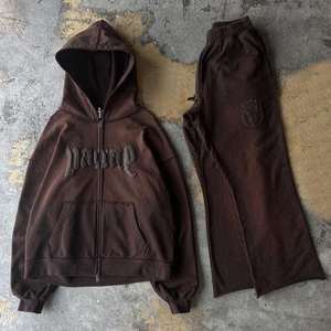 Sweat-shirts à capuche zippés pour hommes, personnalisés, en maille tricotée doublée, 500 g/m², délavés à l'acide, imprimés, lourds, effet vieilli, streetwear, logo, anti-rétrécissement - Product Image 4