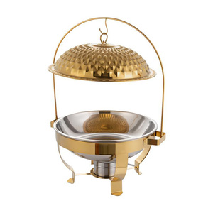 Demanding 2025 Hammer Pattern Stainless Steel <b>Buffet</b> <b>Chafing</b> <b>Dishes</b> Gold Food Warmer Elegant Catering Equipment - Product Image 1