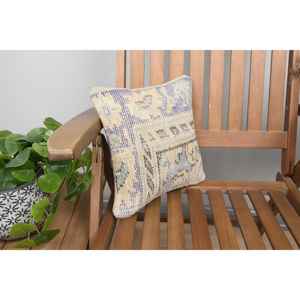 Luxury <b>18x18</b> Beige Kilim Patchwork Wool Pillow 12x12 Inch Rustic Floral Print Throw Pillow for Bedding Floor Portable Woven - Product Image 2